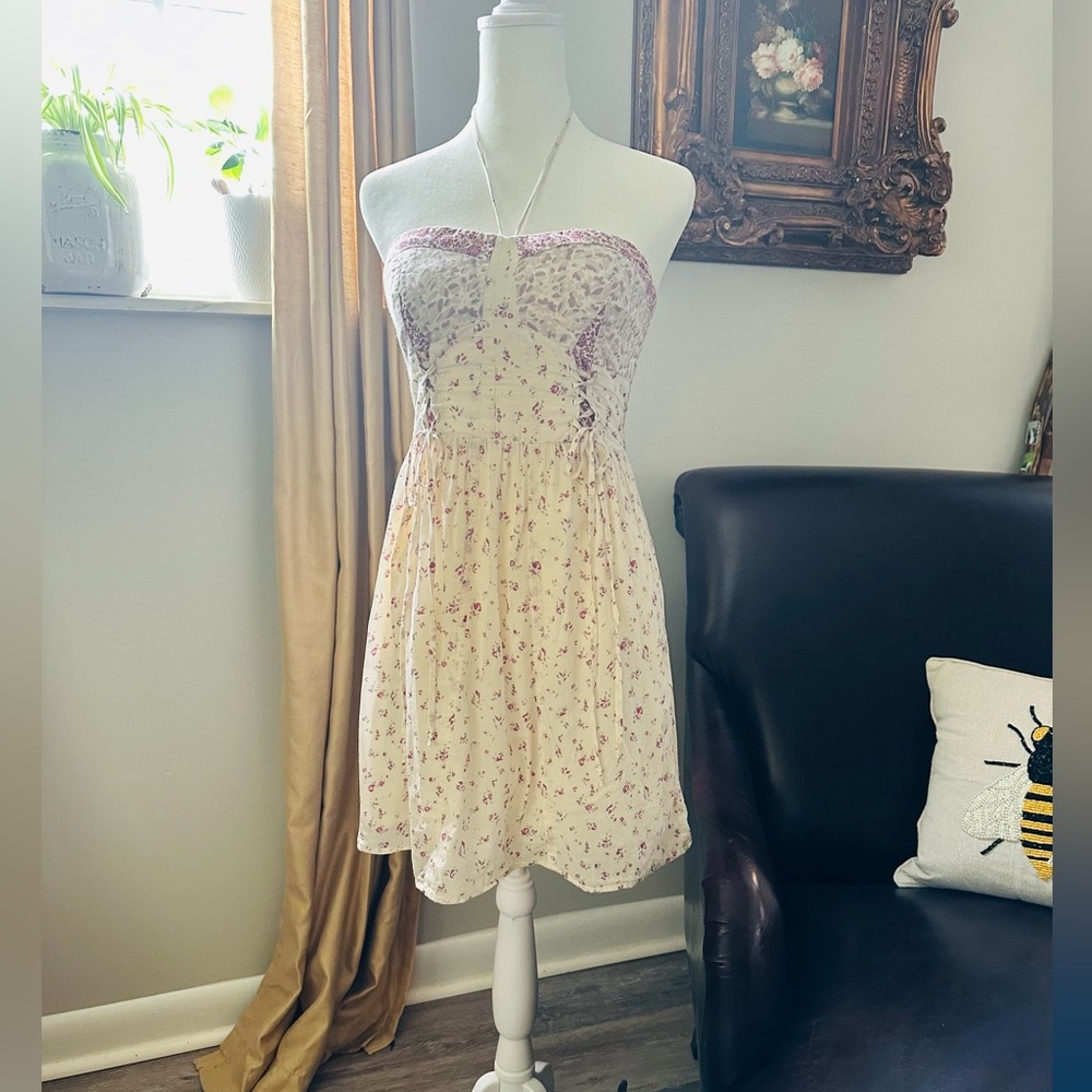 American Eagle Floral Strapless/Halter Dress